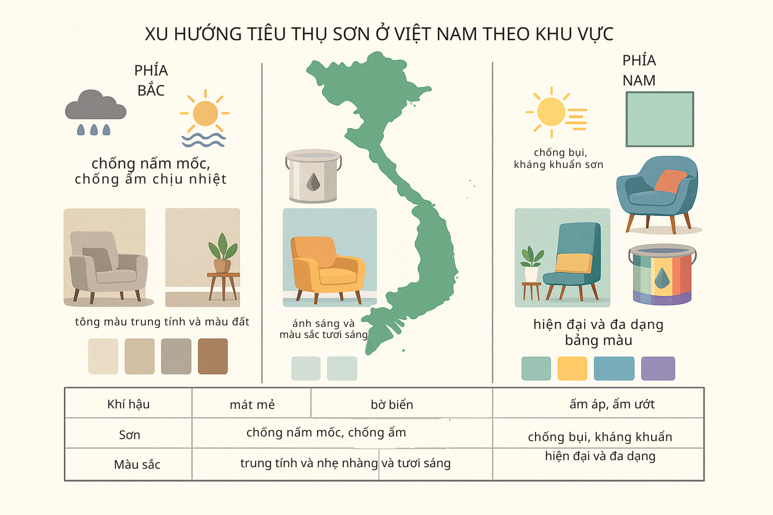 XU HƯỚNG TIÊU THỤ SƠN Ở VIỆT NAM THEO KHU VỰC